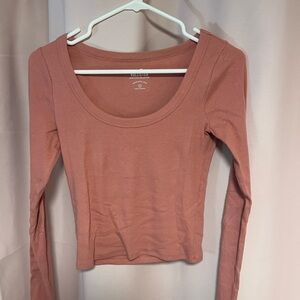 Hollister Pink Fitted Ribbed Long Sleeve Top